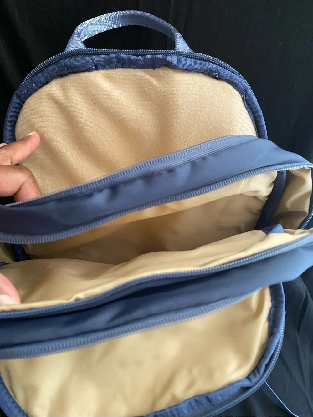 all in motion Navy Backpack with Cream Interior